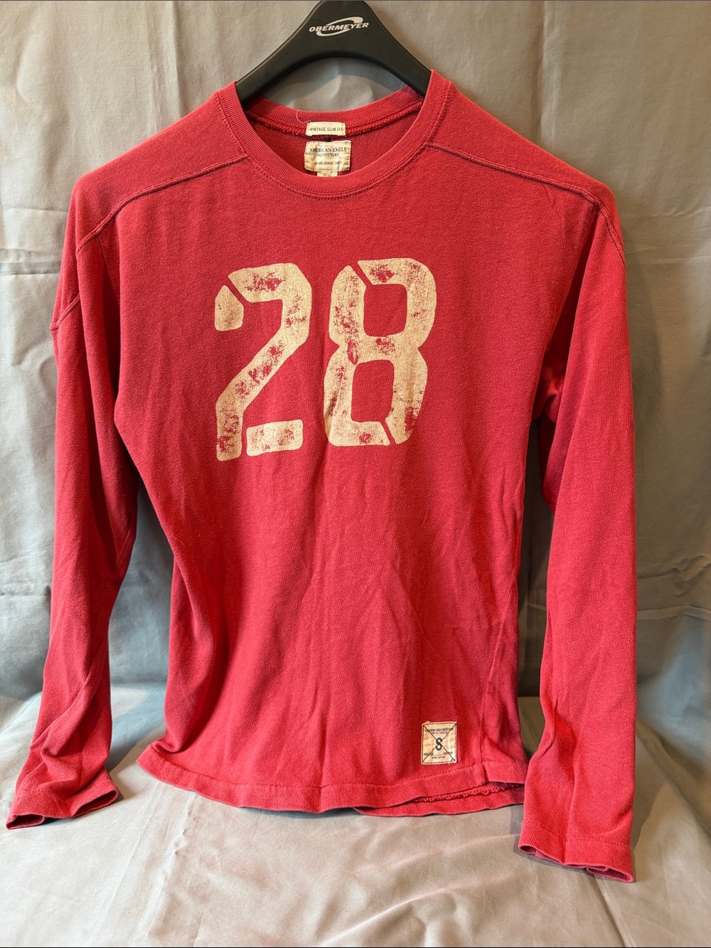 American Eagle Outfitters Long Sleeve Tee with Distressed '28' Graphic